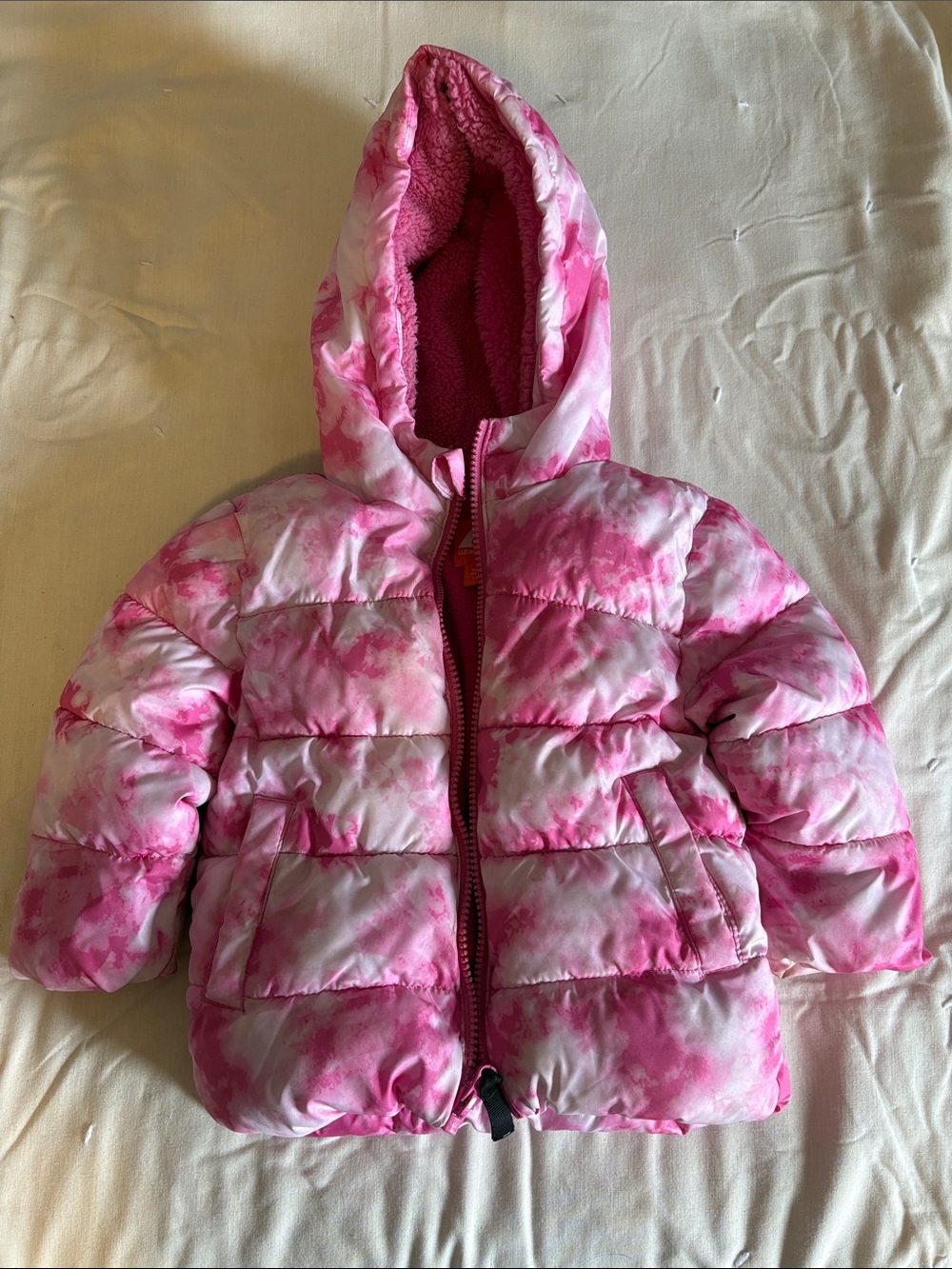 Ozark Trail Pink Tie-Dye Puffer Jacket with Hood